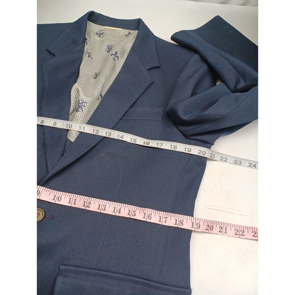 Vintage 1970’s The JC Penny Comfort Blazer Men Navyblue Size 38R Fleur-de-lis - Picture 5 of 7